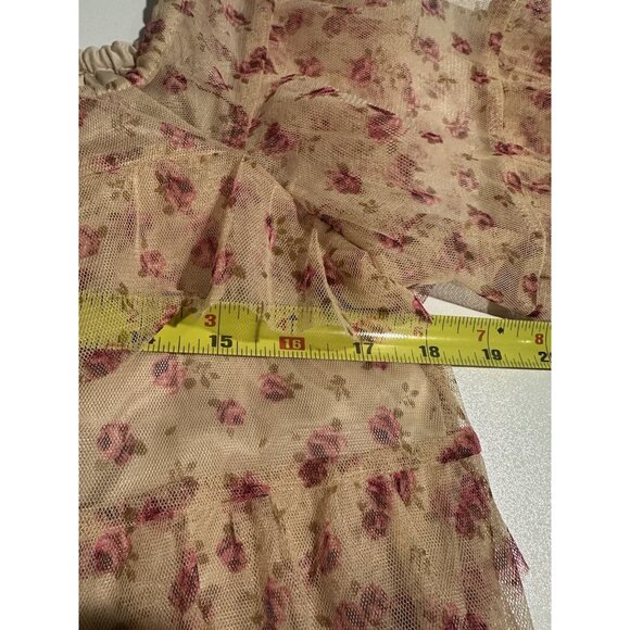 EXPRESS Sheer Tulle Ruffle Top Sz L Coquette Fairy Boho Romantic Rose Bud - Picture 5 of 9